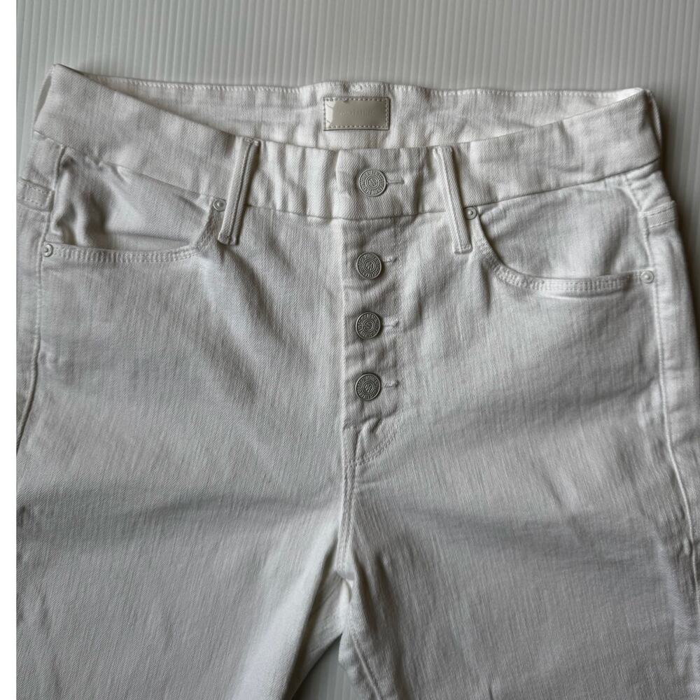MOTHER Pixie Ankle Fray Skinny Jeans 28 White Button Fly Frayed Hem Clean Girl - Picture 5 of 16